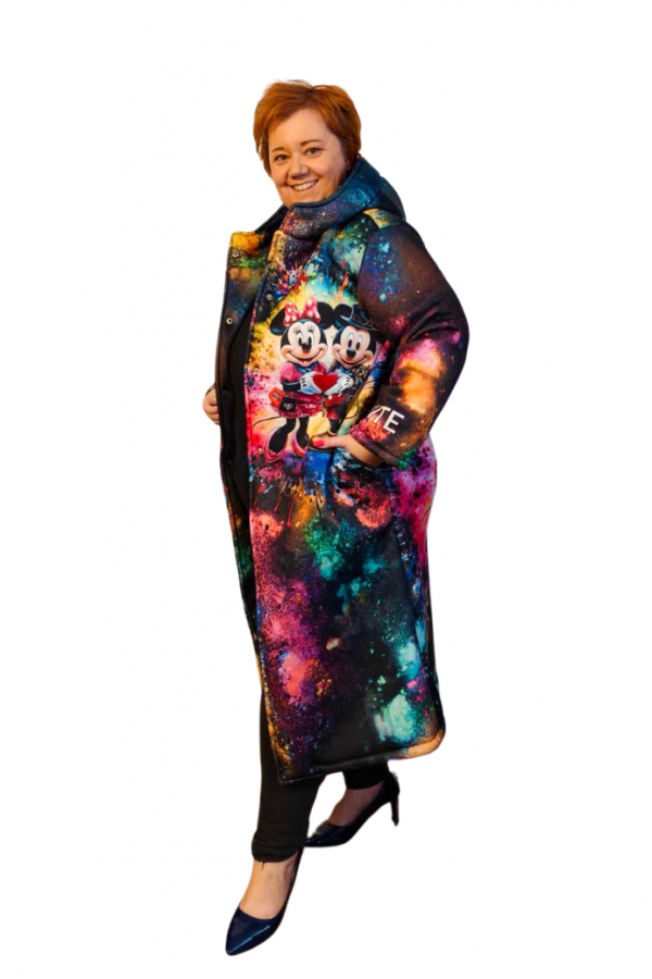 Zateplený kabát s farebnou potlačou - Minie a Mickey